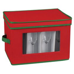 Holiday Stemware Chest & Flute Storage in Red & Green