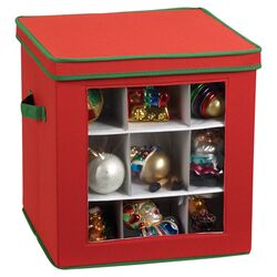 27 Piece Holiday Ornament Cube Storage in Red & Green