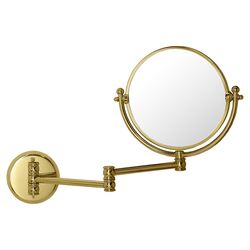 Magnifying Wall Mirror in Polished Brass