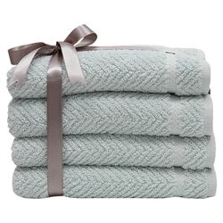 Luxury Hotel & Spa Herringbone Weave Hand Towel in Soft Aqua (Set of 4)