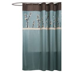 Cocoa Flower Shower Curtain in Blue & Brown