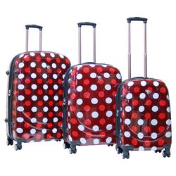 Montego Bay 3 Piece Luggage Set in Red Polka Dot