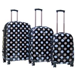 Montego Bay 3 Piece Luggage Set in Black Polka Dot