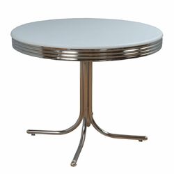 Retro Dining Table in Chrome & White