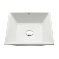 Chrome Drain Ceramic Vessel Sink in White
