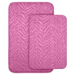 Zebra 2 Piece Bath Mat Set in Pink