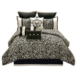 Carrington Comforter Set in Black & Ivory