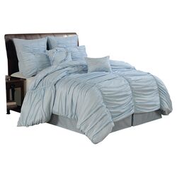 Venetian Ruched 8 Piece Comforter Set in Blue