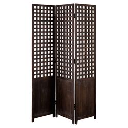 3 Panel Room Divider in Weathered Walnut