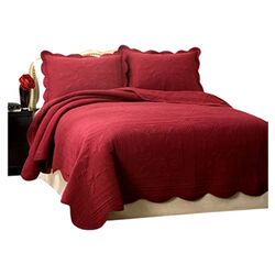 French Tile Bedspread in Chili Pepper Red