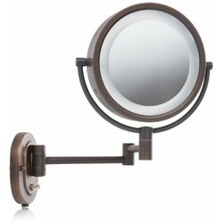 Lighted Magnifying Wall Mirror in Bronze