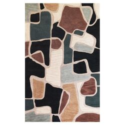 Milan Beige & Blue Bedrock Rug