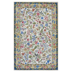 Colonial Ivory & Gold Floral Tapestry Rug