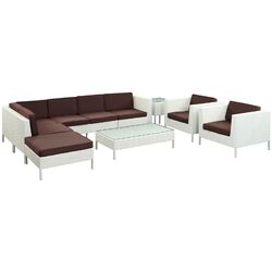 La Jolla 9 Piece Seating Group in White with Brown Cushions