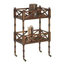 Plantation Bar Serving Cart in Distressed Cherry