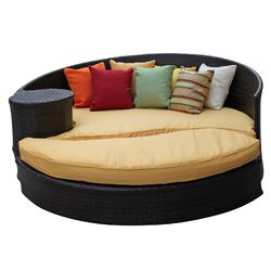 Taiji Daybed & Ottoman Set in Espresso with Yellow Cushions