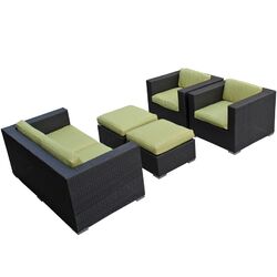 Malibu 5 Piece Seating Group in Espresso with Peridot Cushions