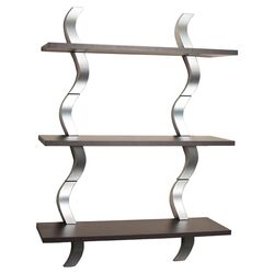 Waves 3 Level Shelving System in Brown & Silver