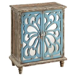 Mirrored Accent Cabinet in Brown & Blue