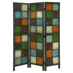 3 Panel Room Divider Screen in Green