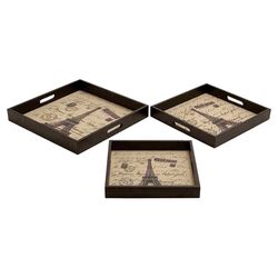3 Piece Serving Tray in Brown