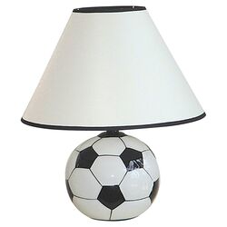 Ceramic Soccer Ball Table Lamp in Black & White