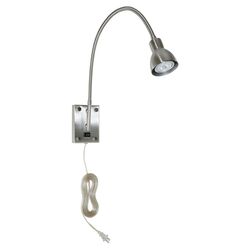 LED Spot Gooseneck Wall Light in Brushed Steel