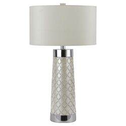 Trellis Table Lamp in Chrome & White