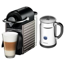 Pixie Espresso Machine & Milk Frother Set in Electric Titan