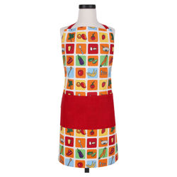 Eat Your Fruits & Veggies Apron in Red Eat Your Fruits & Veggies Apron in Red