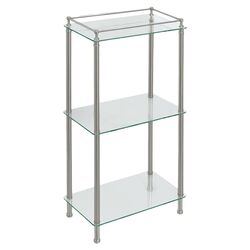 Perfect Solutions 3 Tier Glass Taboret in Satin Nickel