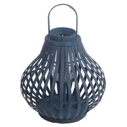 Bamboo Candle Lantern in Blue