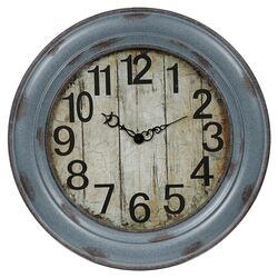 Vintage Wooden Wall Clock in Vintage Gray & Blue