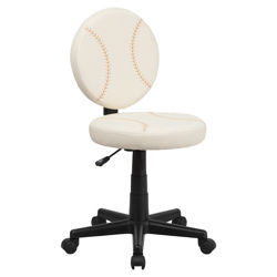 Baseball Mid Back Kid's Desk Chair in Cream