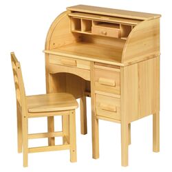 Roll-Top Desk & Chair Set in Oak