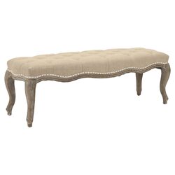 Priscilla Upholstered Bench in Oak & Linen