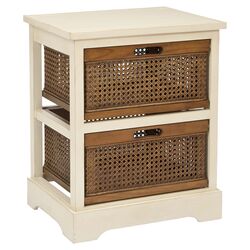 Willow End Table in Distressed White & Amber