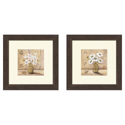 Floral White Bouquet Framed Art (Set of 2)