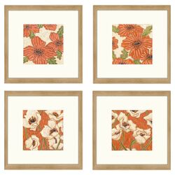 Patterns of Passion Persimmon Floral Wall Art (Set of 4)