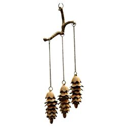 Triple Pinecone Wind Chime in Rust