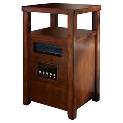 Decorative Table Top Infrared Cabinet Space Heater in Burnished Pecan