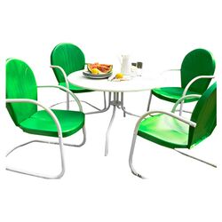 Griffith Metal 5 Piece Outdoor Dining Set in Grasshopper Green
