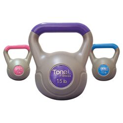 3 Piece Cement Filled Kettlebell Set in Grey