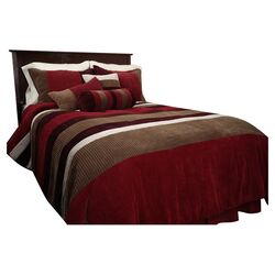 Geo 7 Piece Queen Comforter Set in Red