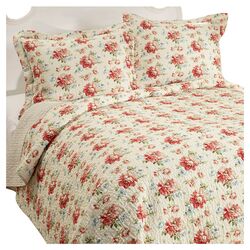 Bramwell Cotton Reversible Quilt Set in Ivory