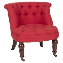 Carlin Tufted Slipper Chair in Cranberry