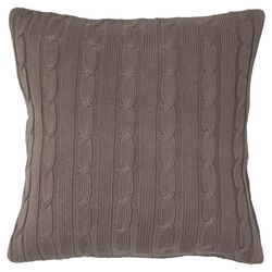 Cable Knit Wooden Button Closure Pillow in Mocha