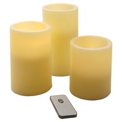 3 Piece LED Flameless Candle Set in Ivory