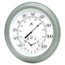 The Contra Outdoor Wall Clock & Thermometer in Sage