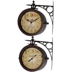 Two Sided Charleston Clock & Thermometer in Bronze